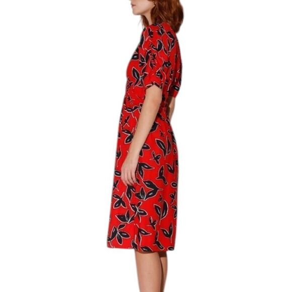 Walter Baker “Fabienne” midi dress in bold persimmon Red Size XS New with tags - Picture 3 of 7